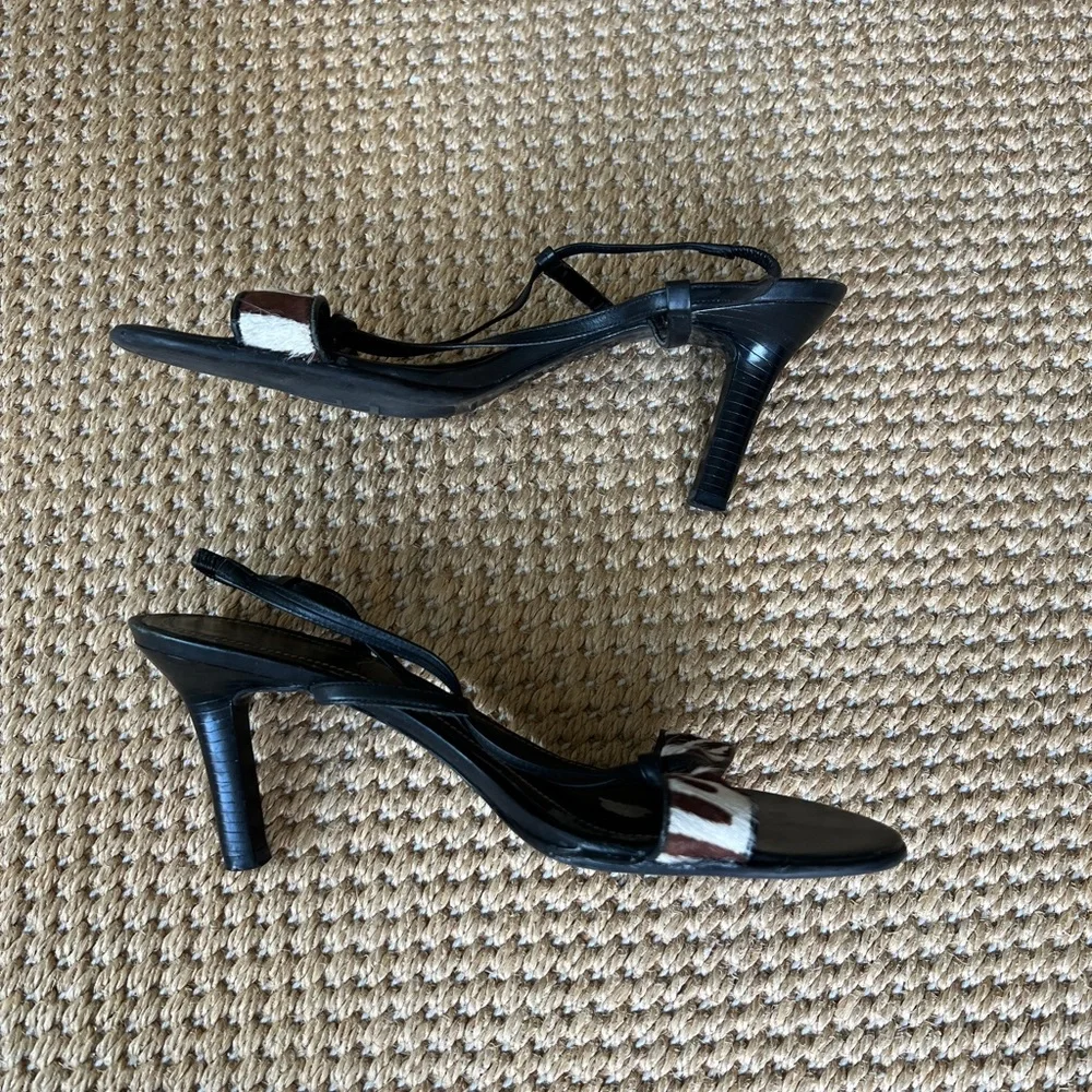 Vintage Ralph Lauren Zebra Ponyhair slingback heeled strappy leather sandals - Picture 3 of 6